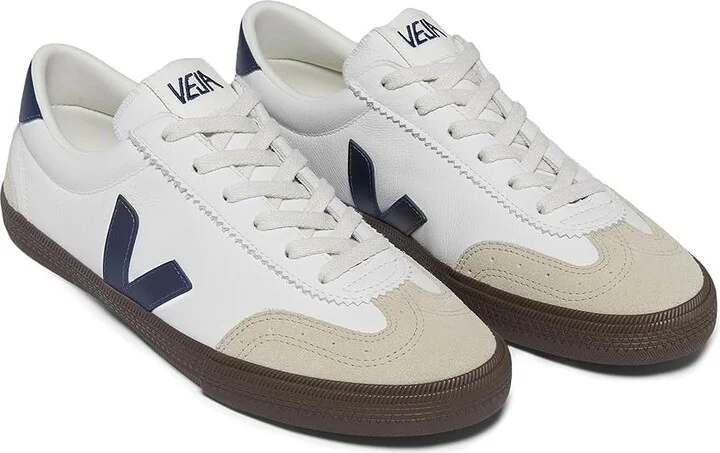 VEJA Volley Women's Shoes White/Nautico/Bark : EU 38 (US Women's 7) M, Leather/Suede/Textile