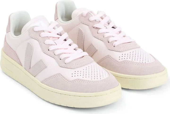 Veja White And Pink Leather Sneakers - Image 3
