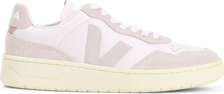 Veja White And Pink Leather Sneakers