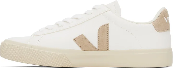 VEJA White & Beige Campo Leather Sneakers - Image 3