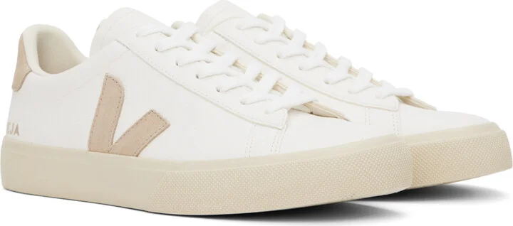 VEJA White & Beige Campo Leather Sneakers - Image 4