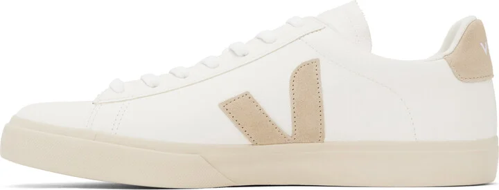 VEJA White & Beige Campo Leather Sneakers - Image 3