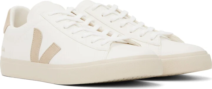 VEJA White & Beige Campo Leather Sneakers - Image 4