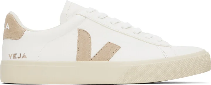 VEJA White & Beige Campo Leather Sneakers