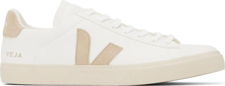 VEJA White & Beige Campo Leather Sneakers