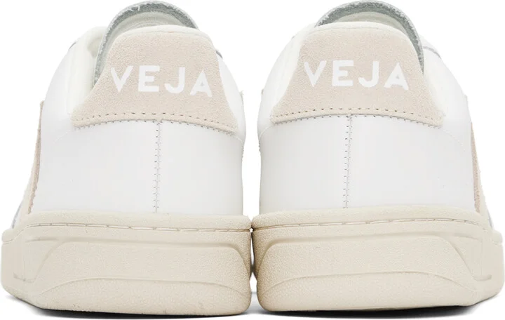 VEJA White & Beige V-12 Leather Sneakers - Image 2