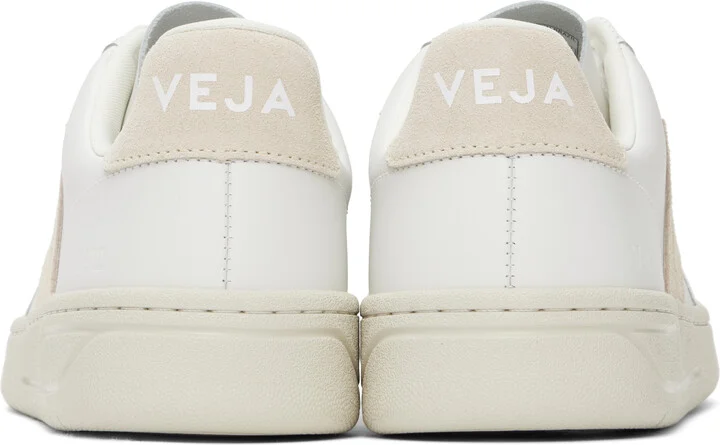 VEJA White & Beige V-12 Leather Sneakers - Image 2