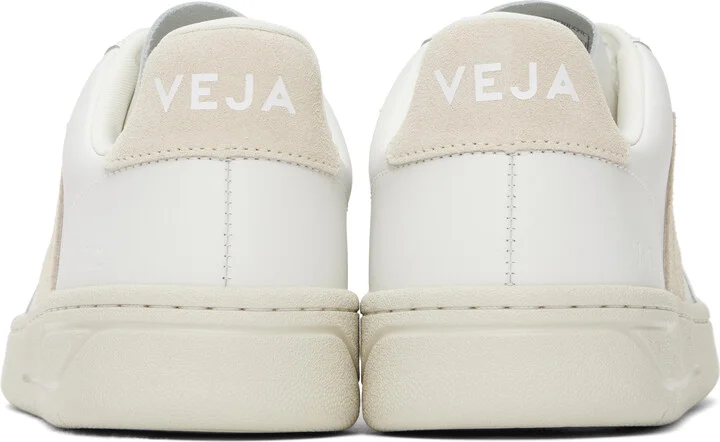 VEJA White & Beige V-12 Leather Sneakers - Image 2
