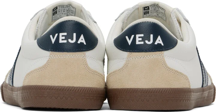 VEJA White & Beige Volley Leather Sneakers - Image 2