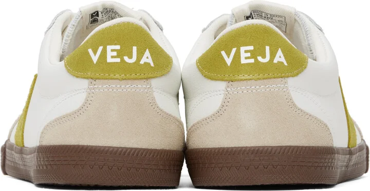 VEJA White & Beige Volley Leather Sneakers - Image 2
