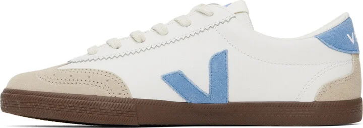 VEJA White & Beige Volley Leather Sneakers - Image 3