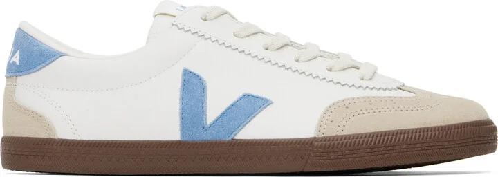 VEJA White & Beige Volley Leather Sneakers