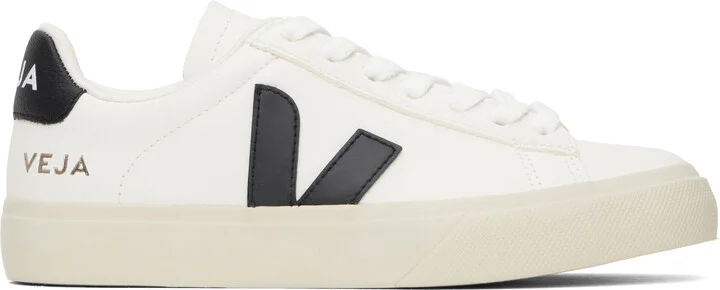 VEJA White & Black Campo Leather Sneakers