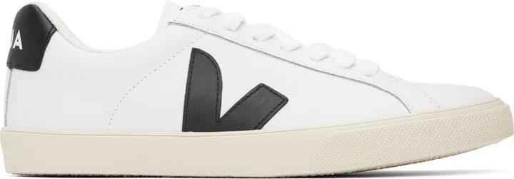 VEJA White & Black Esplar Leather Sneakers