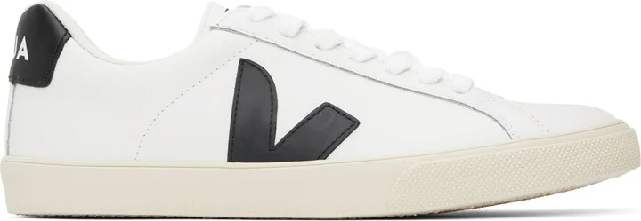 VEJA White & Black Esplar Leather Sneakers