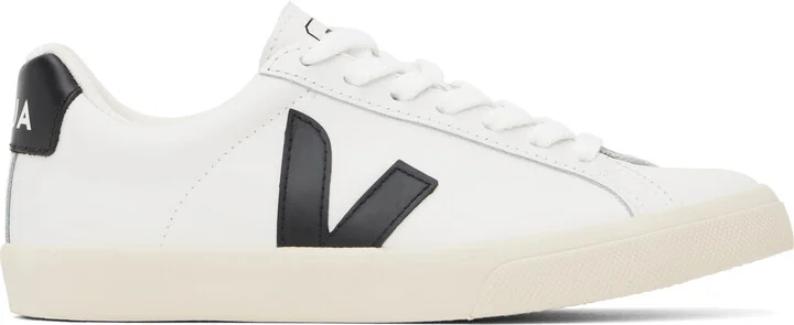 VEJA White & Black Esplar Leather Sneakers