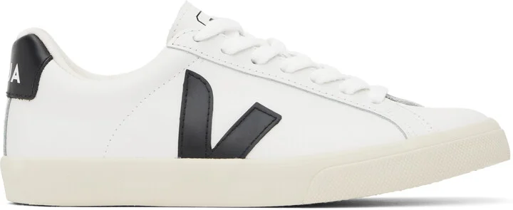 VEJA White & Black Esplar Leather Sneakers