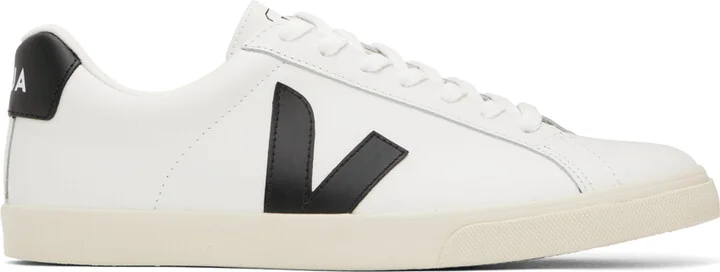 VEJA White & Black Esplar Logo Sneakers