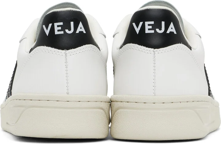 VEJA White & Black V-10 Leather Sneakers - Image 2