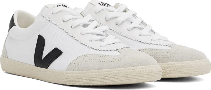 VEJA White & Black Volley Canvas Sneakers - Image 4
