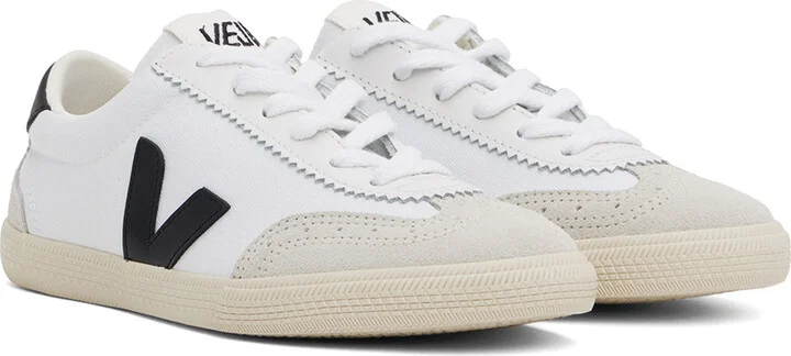 VEJA White & Black Volley Canvas Sneakers - Image 4