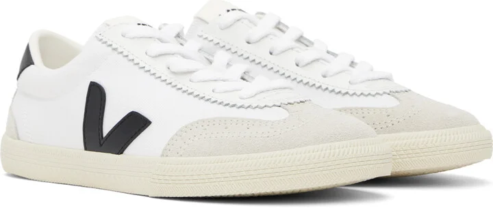 VEJA White & Black Volley Canvas Sneakers - Image 4