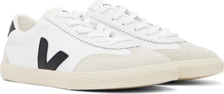 VEJA White & Black Volley Canvas Sneakers - Image 4
