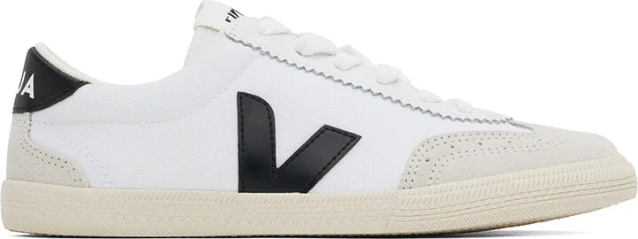 VEJA White & Black Volley Canvas Sneakers