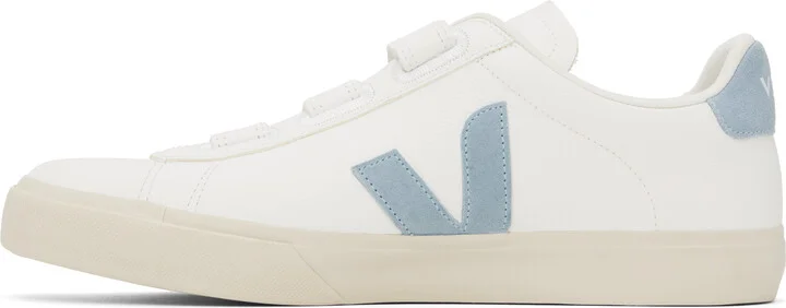 VEJA White & Blue Recife Leather Sneakers - Image 3