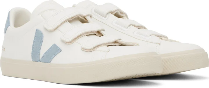 VEJA White & Blue Recife Leather Sneakers - Image 4