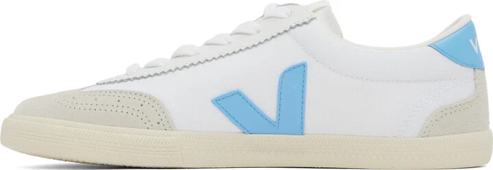 VEJA White & Blue Volley Canvas Sneakers - Image 3