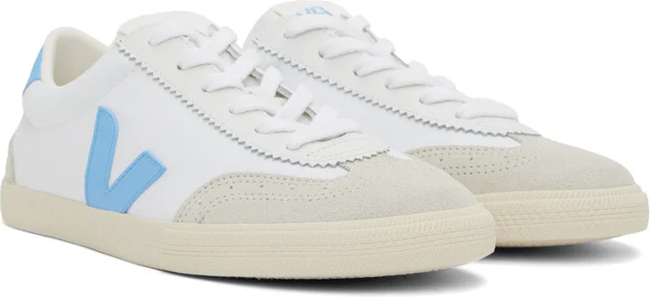 VEJA White & Blue Volley Canvas Sneakers - Image 4