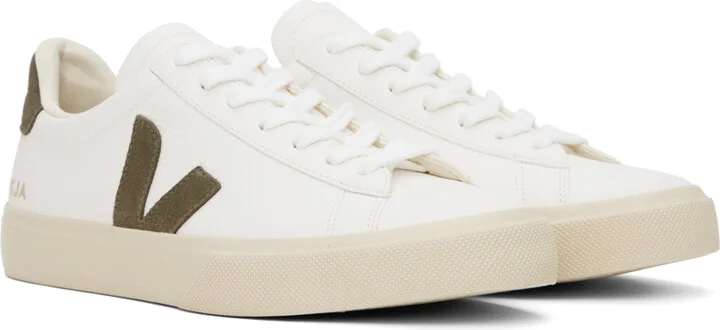 VEJA White & Brown Campo Leather Sneakers - Image 4
