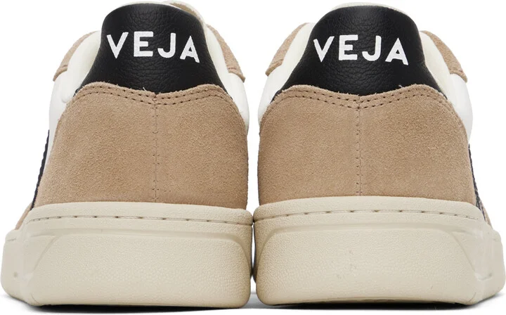 VEJA White & Brown V-10 Leather Sneakers - Image 2