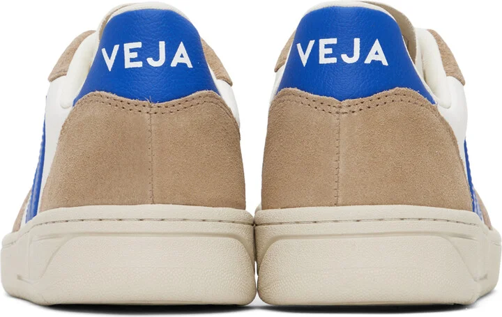 VEJA White & Brown V-10 Leather Sneakers - Image 2