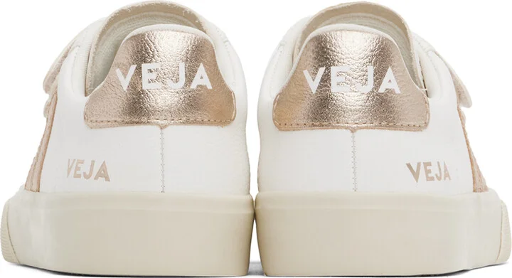 VEJA White & Gold Recife Leather Sneakers - Image 2
