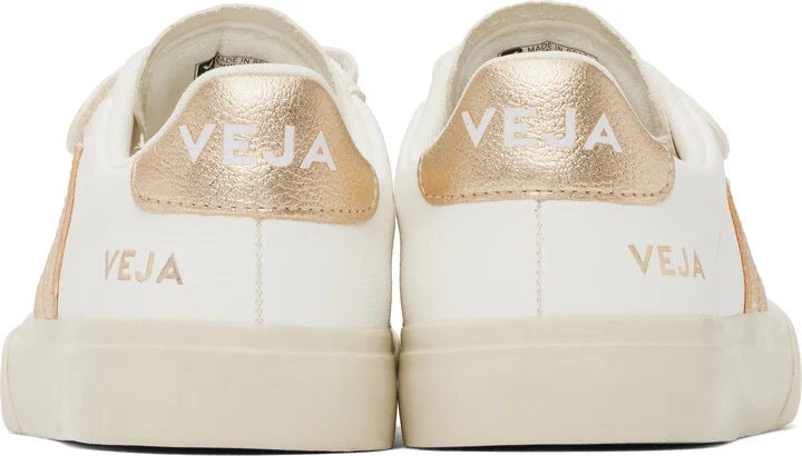 VEJA White & Gold Recife Leather Sneakers - Image 2