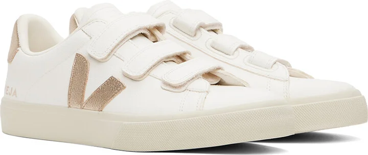 VEJA White & Gold Recife Logo Chromefree Sneakers - Image 4