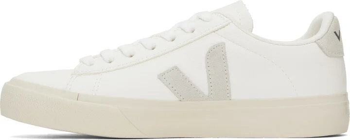 VEJA White & Gray Campo Leather Sneakers - Image 3