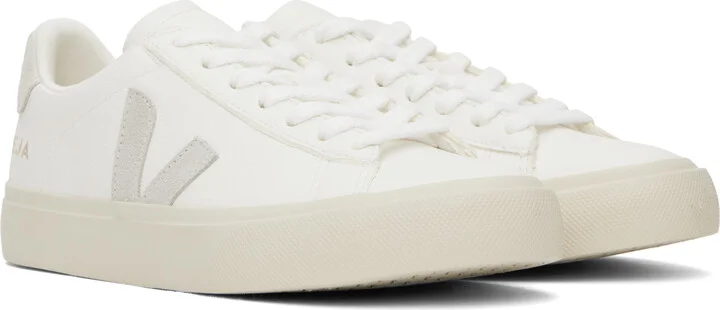 VEJA White & Gray Campo Leather Sneakers - Image 4