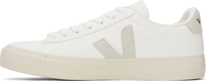 VEJA White & Gray Campo Leather Sneakers - Image 3
