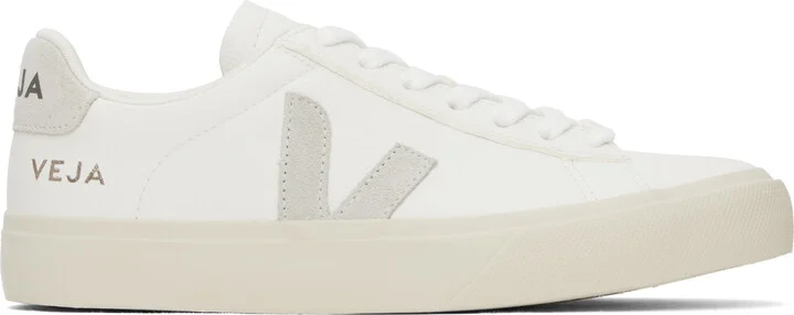 VEJA White & Gray Campo Leather Sneakers