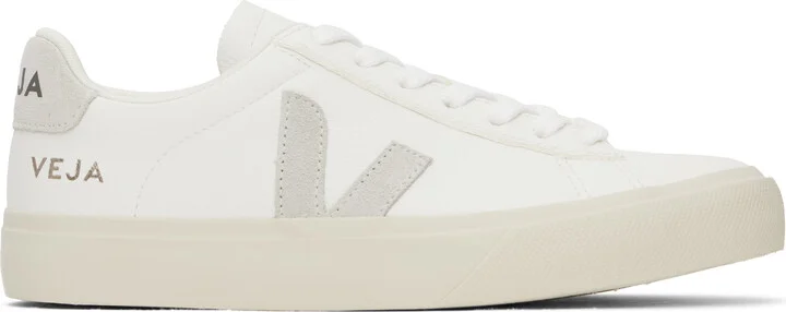 VEJA White & Gray Campo Leather Sneakers