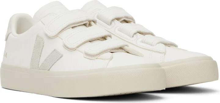 VEJA White & Gray Recife Leather Sneakers - Image 4