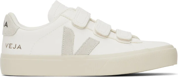 VEJA White & Gray Recife Leather Sneakers