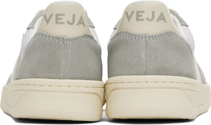 VEJA White & Gray V-10 B-Mesh Low Top Sneakers - Image 2