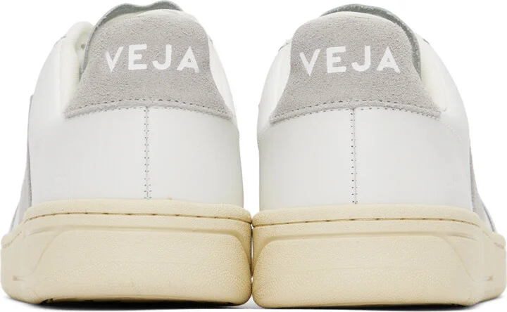 VEJA White & Gray V-12 Leather Sneakers - Image 2