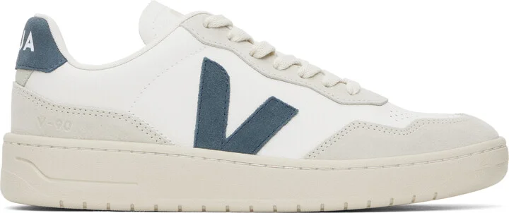 VEJA White & Gray V-90 Leather Sneakers