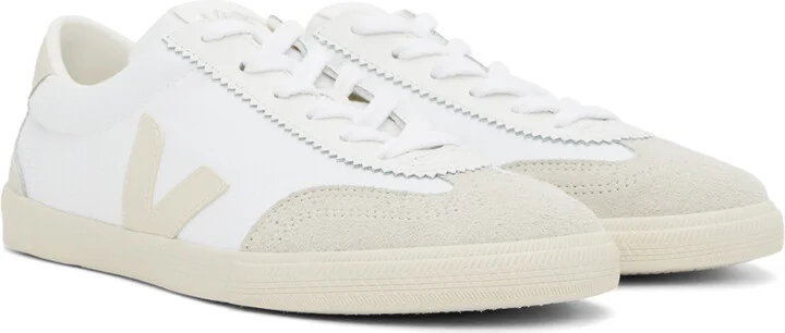VEJA White & Gray Volley Canvas Sneakers - Image 4
