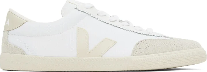 VEJA White & Gray Volley Canvas Sneakers